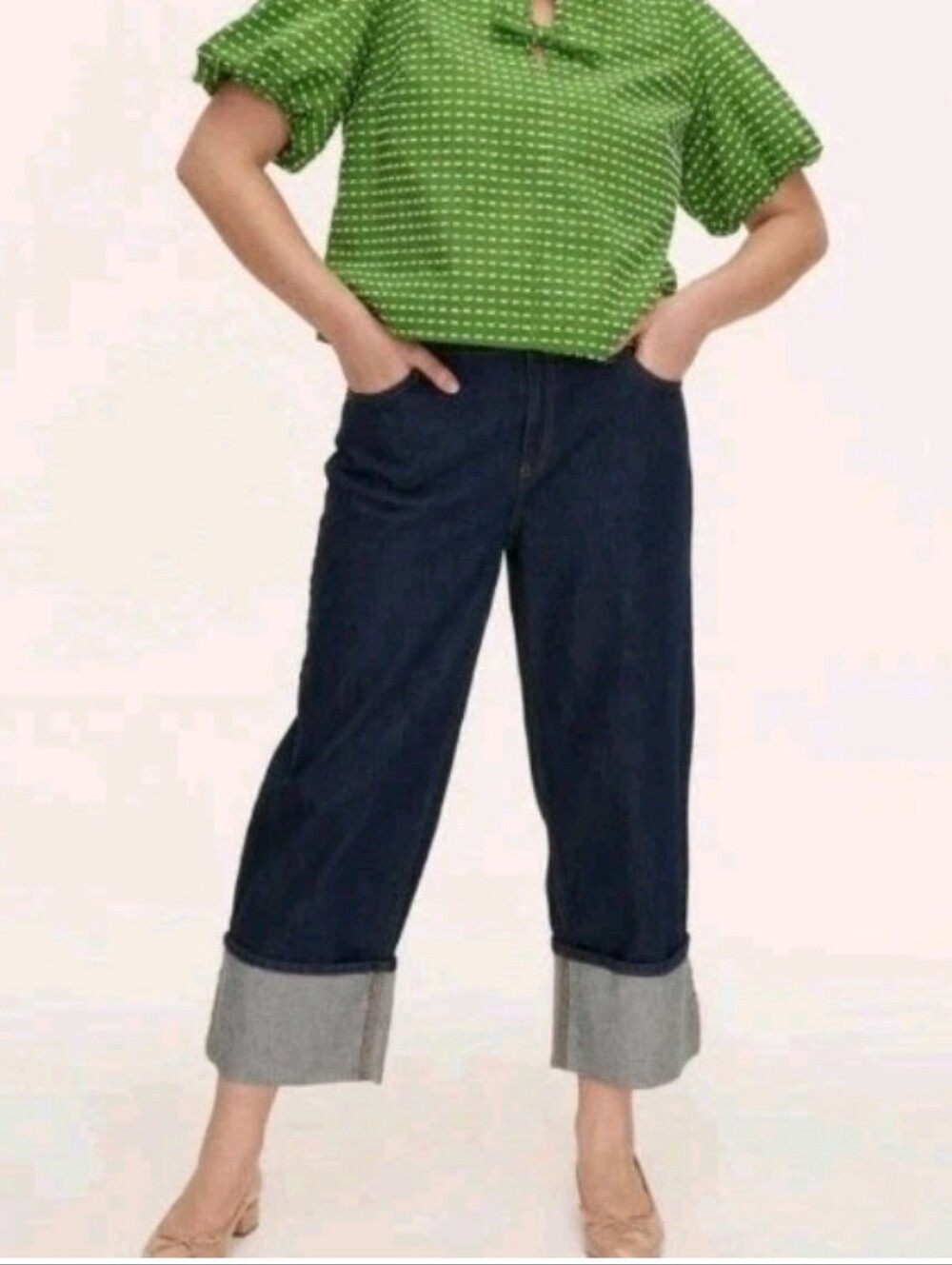 Kate Spade X Target High Rise Wide Leg Cuffed Jeans